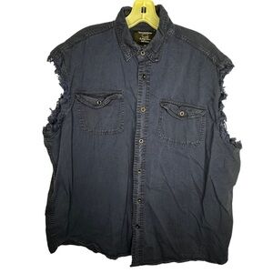 "Roadwear" by‎ Buffalo Outdoors Sleeveless Biker Blue Shirt